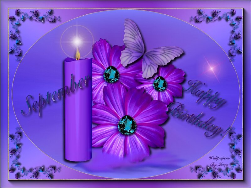 Purple Candle and Flowers