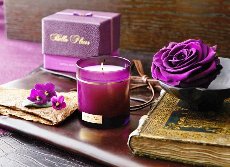 Purple Candle on Tray