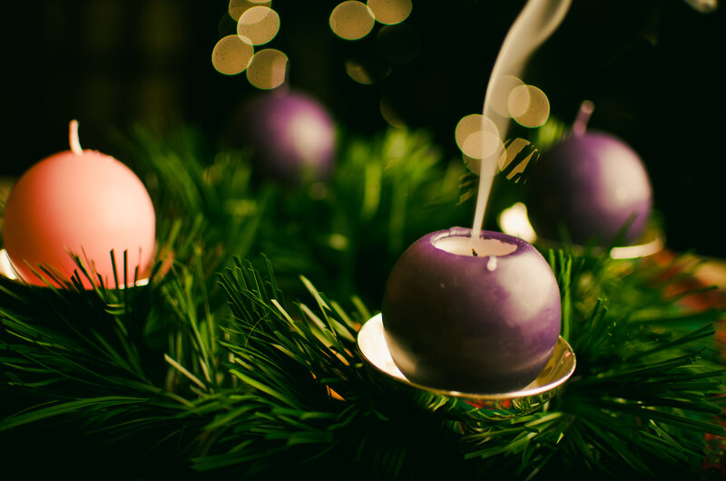 Purple Candle on Wreath