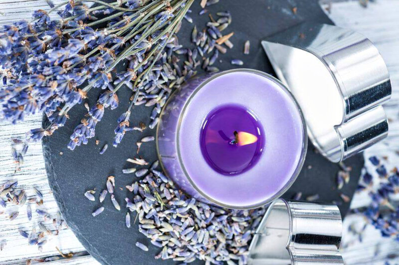 Purple Candle with Lavender