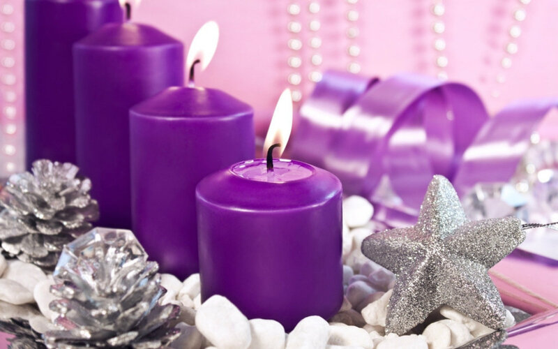 Purple Candles and Decorations — Festive