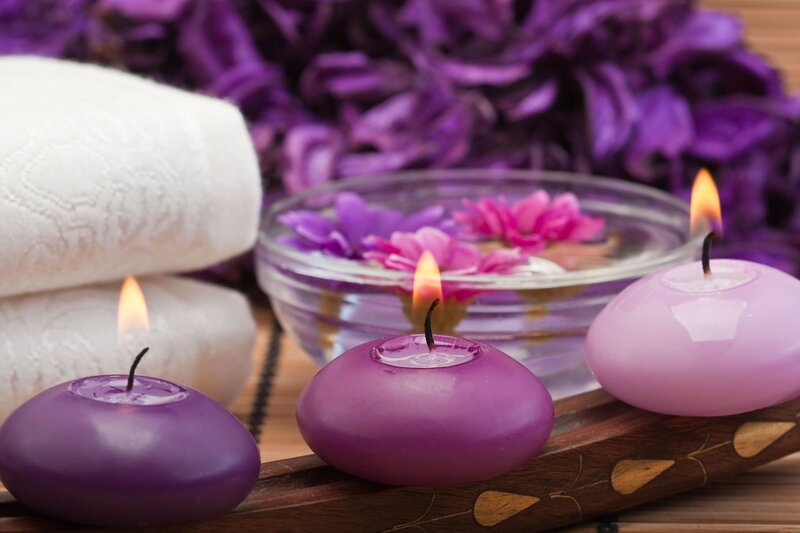 Purple Candles and Flowers — Serene