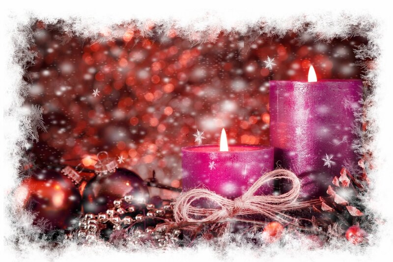 Purple Candles and Ornaments