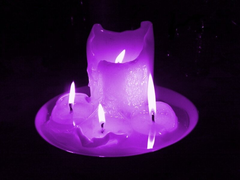 Purple Candles on Plate