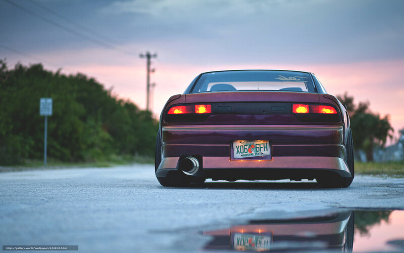 purple car at sunset