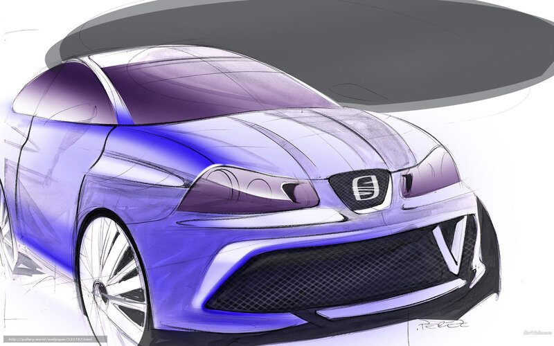 purple car design sketch