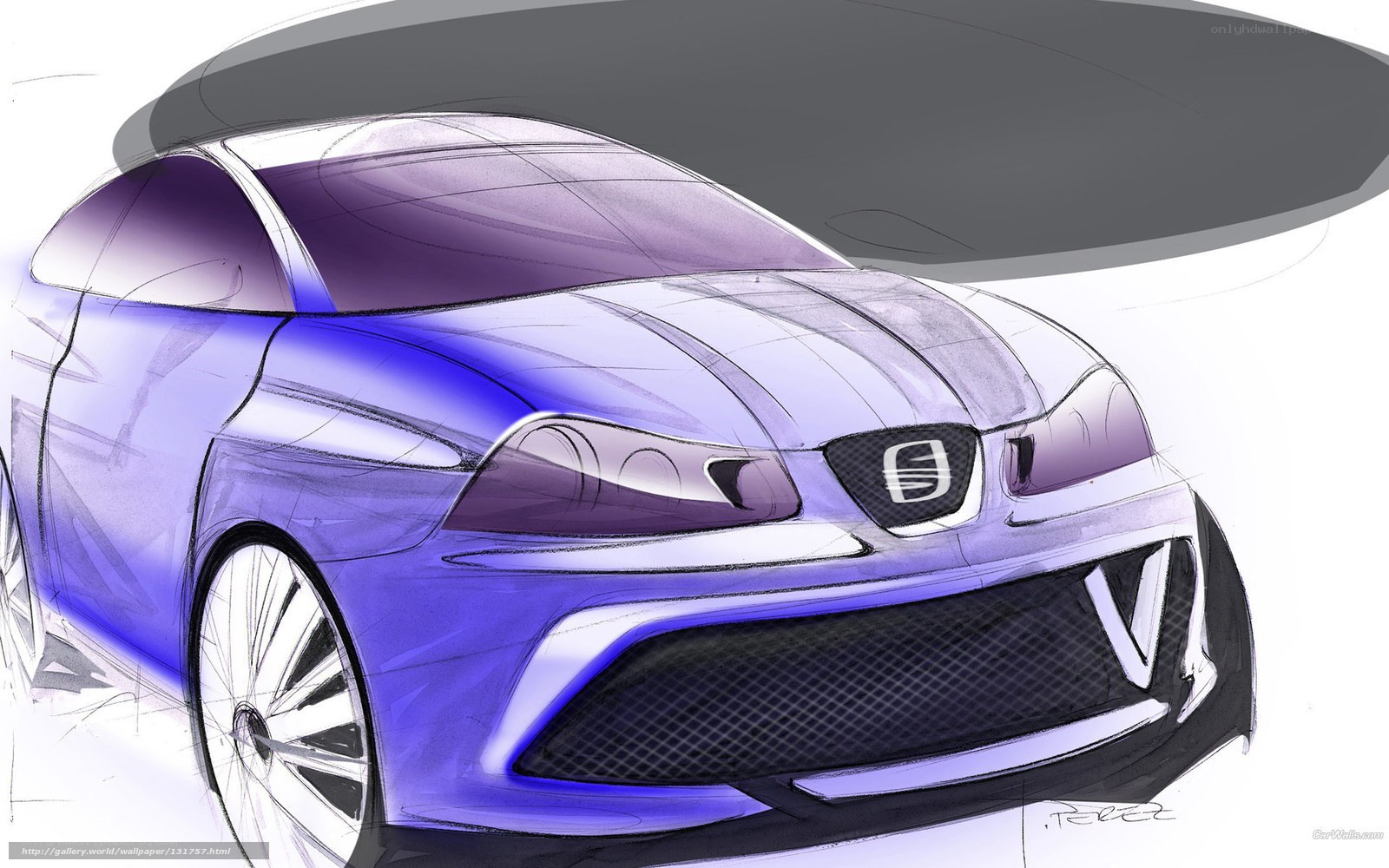 purple car design sketch