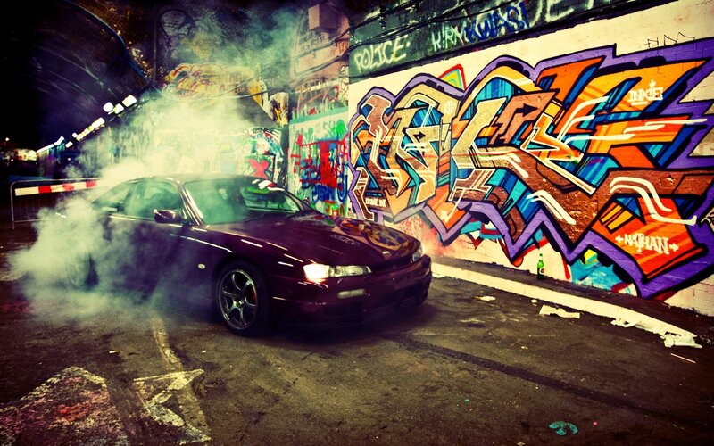 Purple Car Drifting — Dramatic