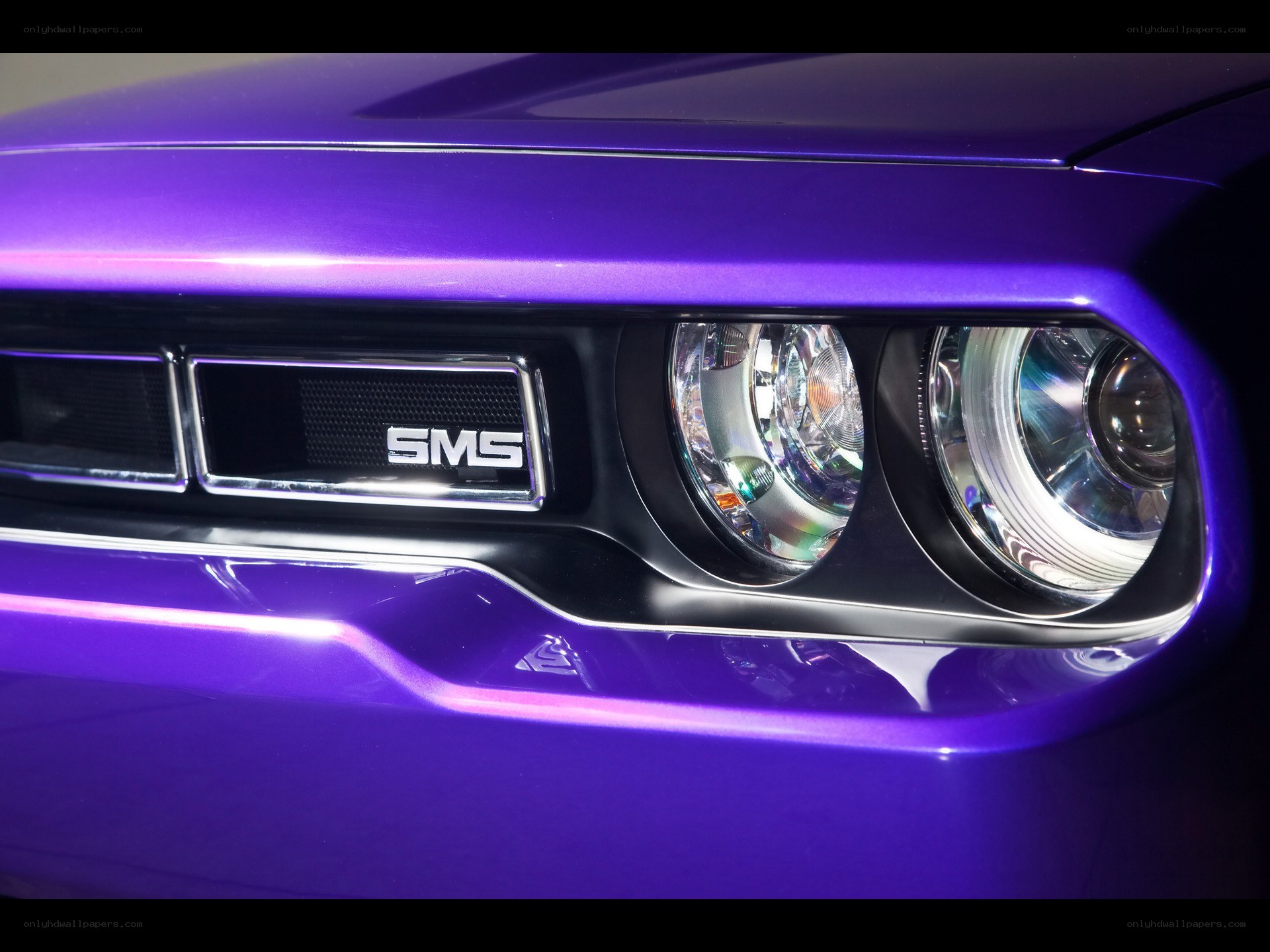 purple car front detail