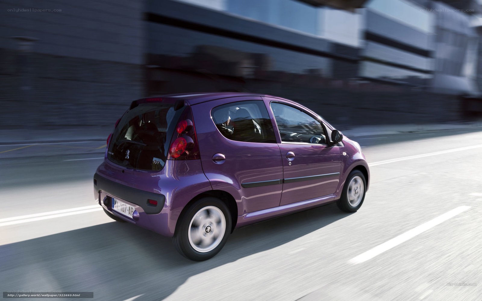 purple car in motion