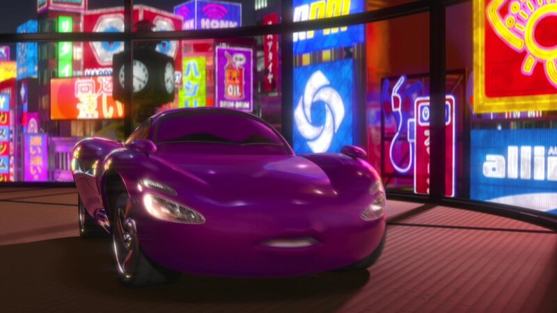 purple car in neon city