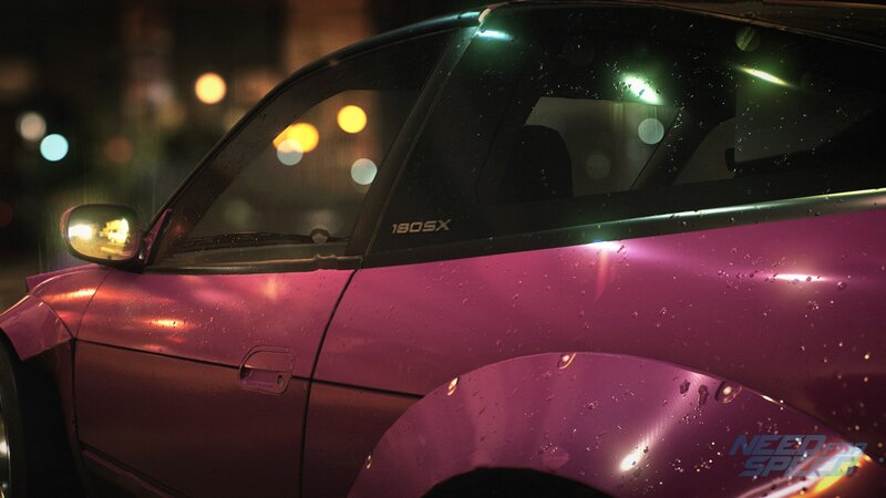 Purple Car in Rain