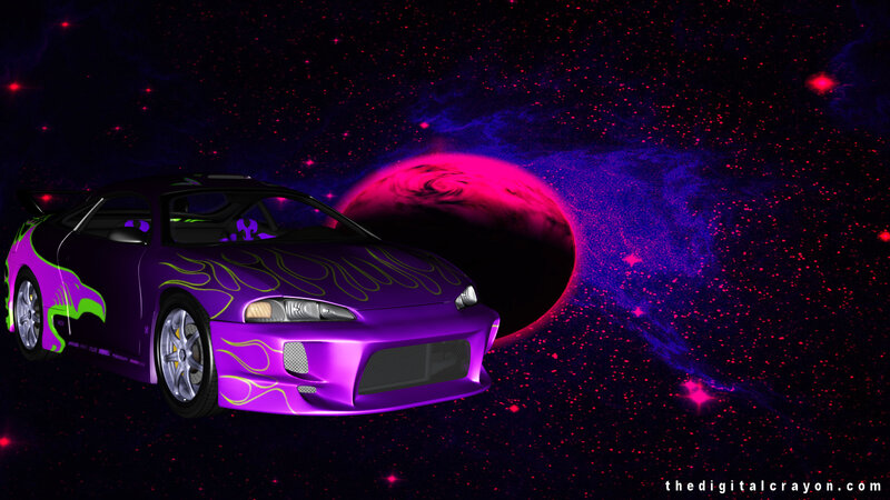 Purple Car in Space