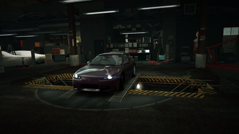 purple car on turntable