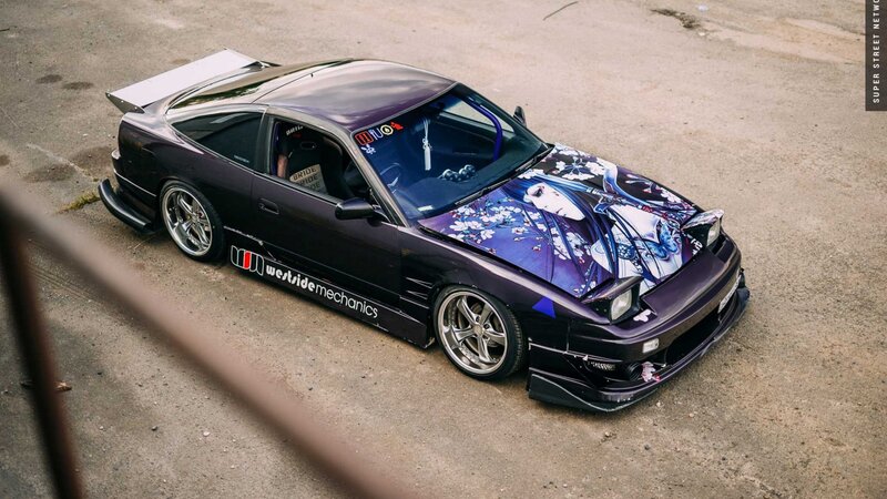 Purple Car with Anime Wrap