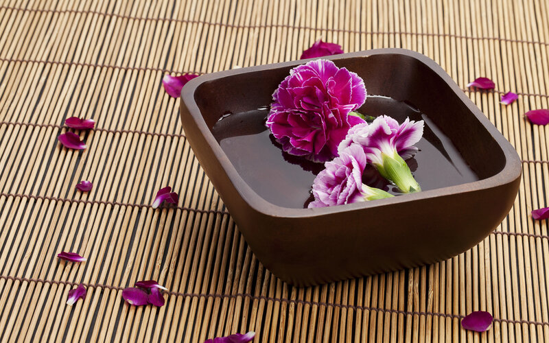 Purple Carnations in Bowl