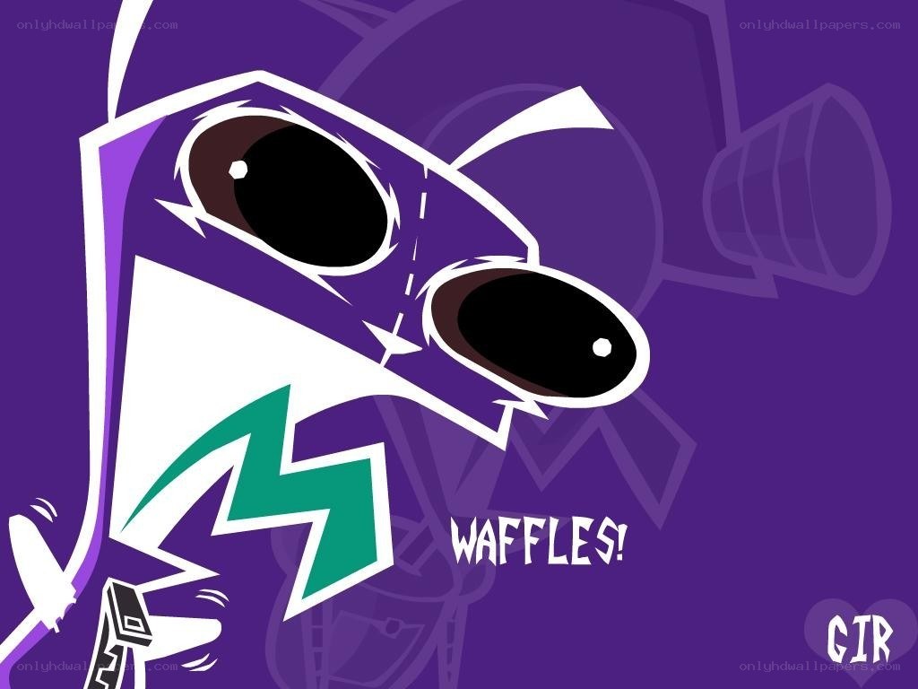 Purple cartoon character with waffles