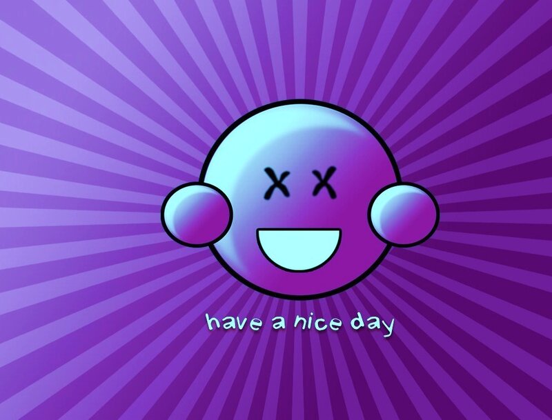 Purple Cartoon Face — Cheerful