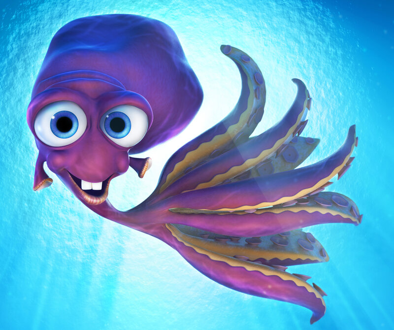 Purple Cartoon Octopus