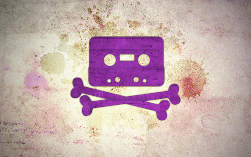 purple cassette skull and crossbones