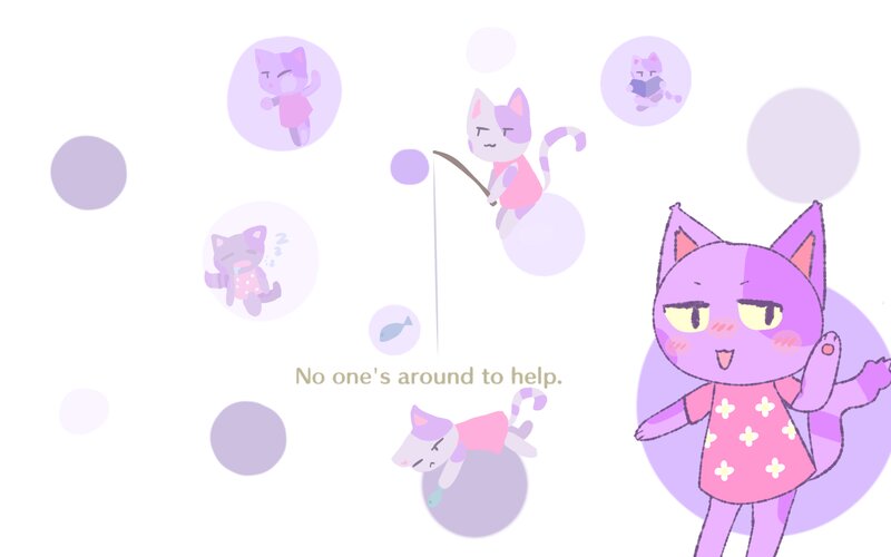 Purple Cat Character — Playful