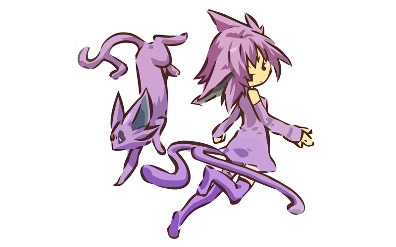purple cat girl and her partner