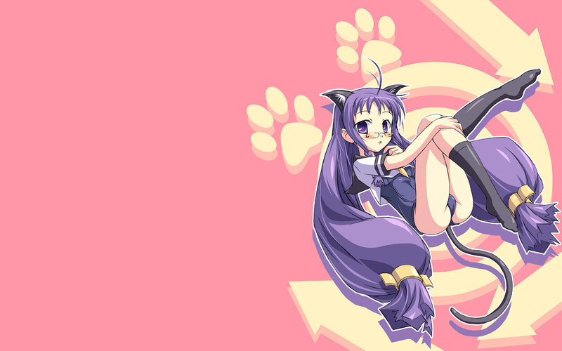 purple cat girl anime character