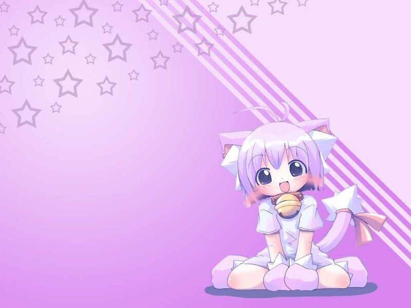 purple cat girl with stars