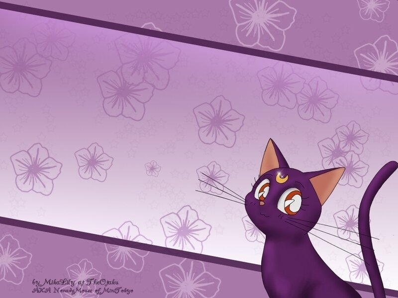 Purple Cat with Crescent Moon