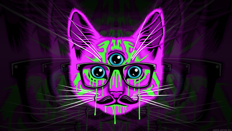 Purple Cat with Glasses
