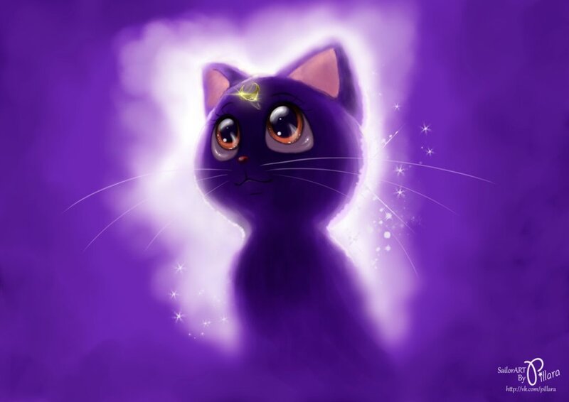 Purple Cat with Glowing Eyes
