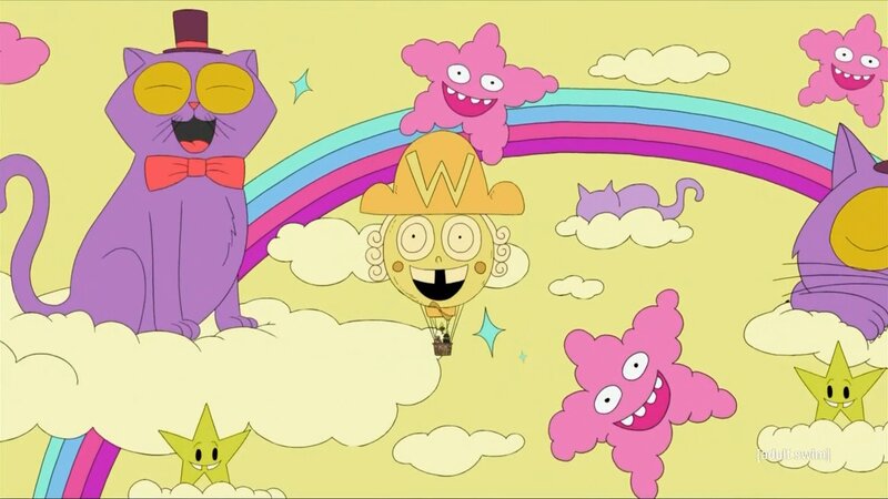 Purple Cat with Rainbow