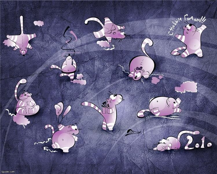 Purple cats celebrating