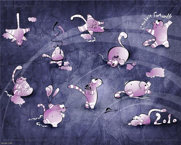 Purple cats celebrating