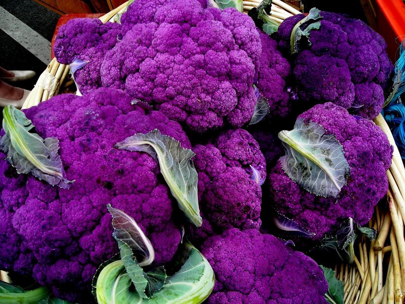 Purple cauliflower in a basket