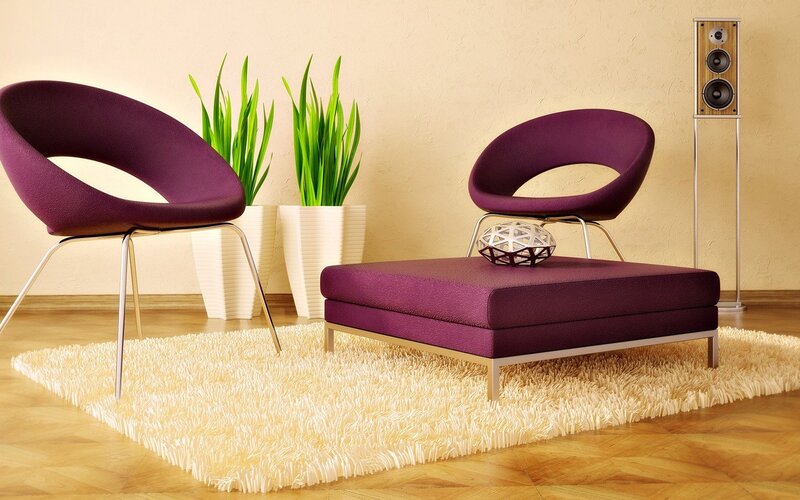 Purple Chairs and Ottoman