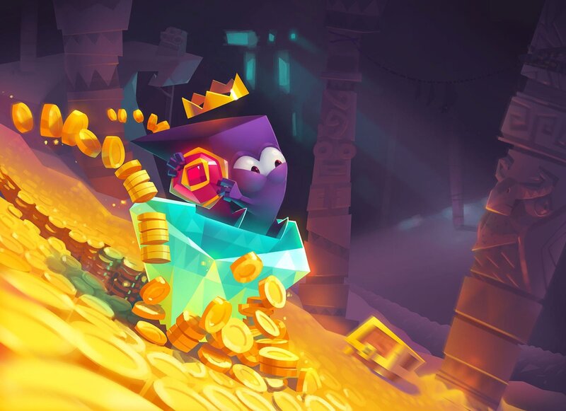 Purple Character with Coins