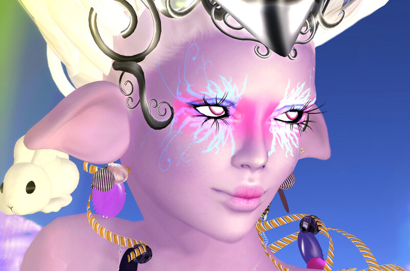 Purple Character with Glowing Makeup