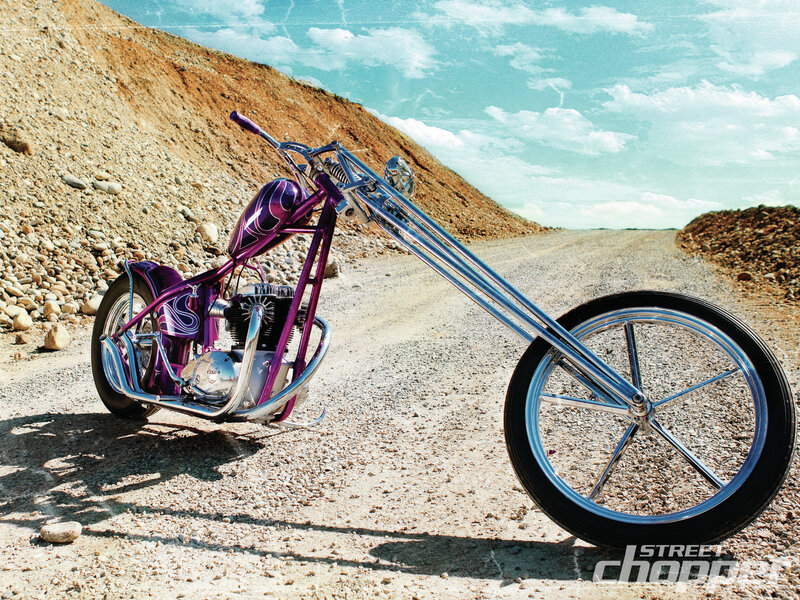 Purple Chopper Motorcycle — Outdoor