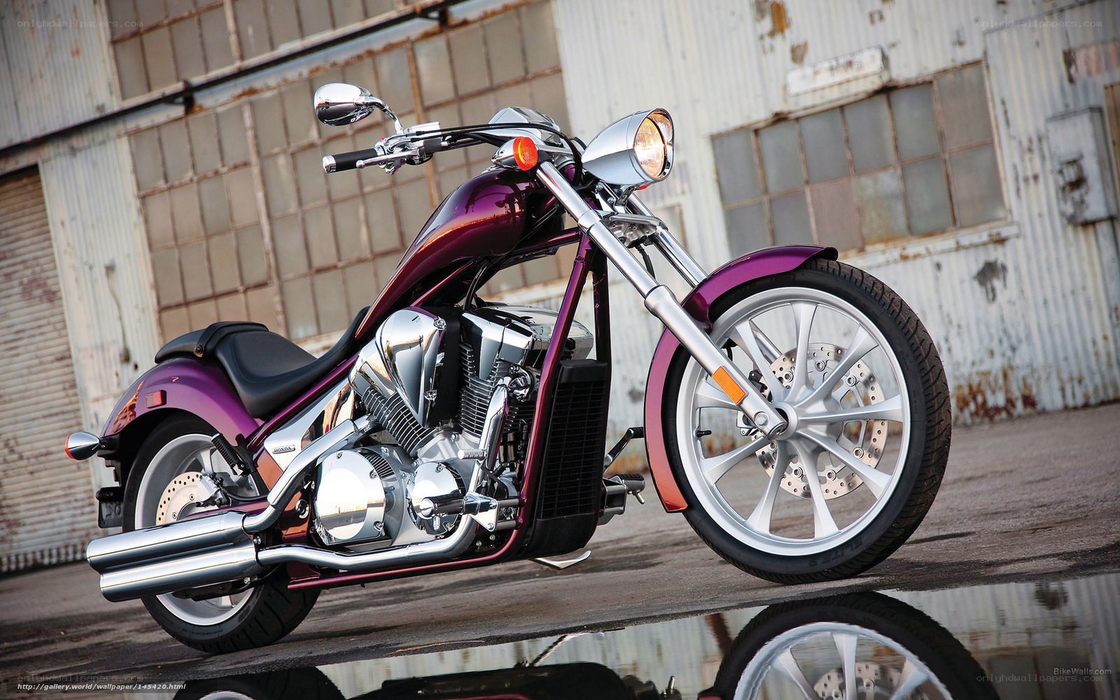 purple chopper motorcycle