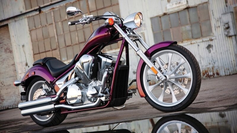 Purple Chopper-style Motorcycle — Dramatic