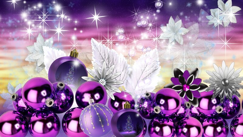 Purple Christmas Ornaments — Festive, Night