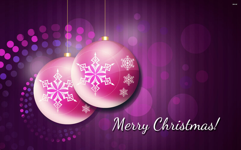 Purple Christmas Ornaments — Festive, Winter, Digital Art, Snowflakes