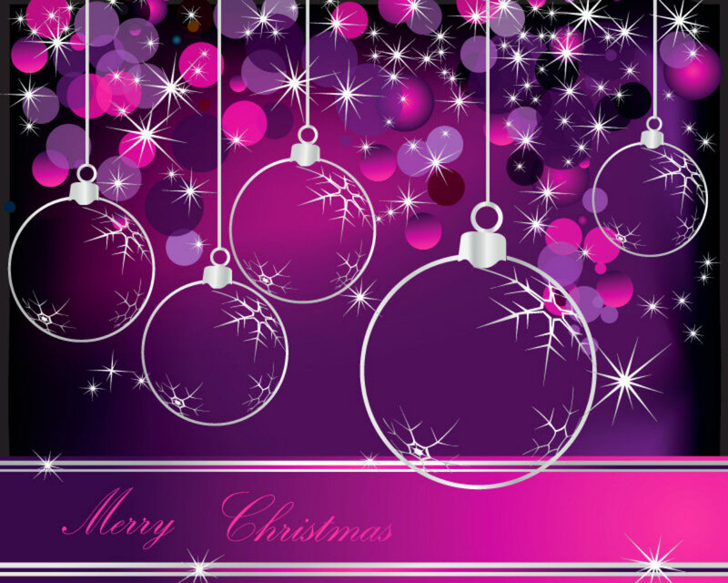 Purple Christmas Ornaments — Festive, Winter, Vector Art