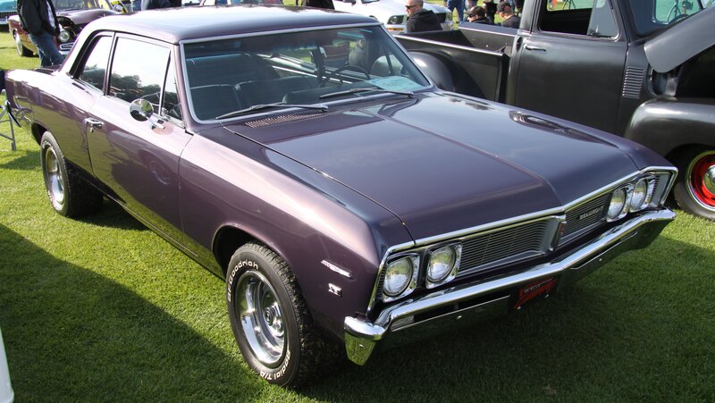 Purple Classic Car — Calm, Afternoon, Photograph, Grass, People