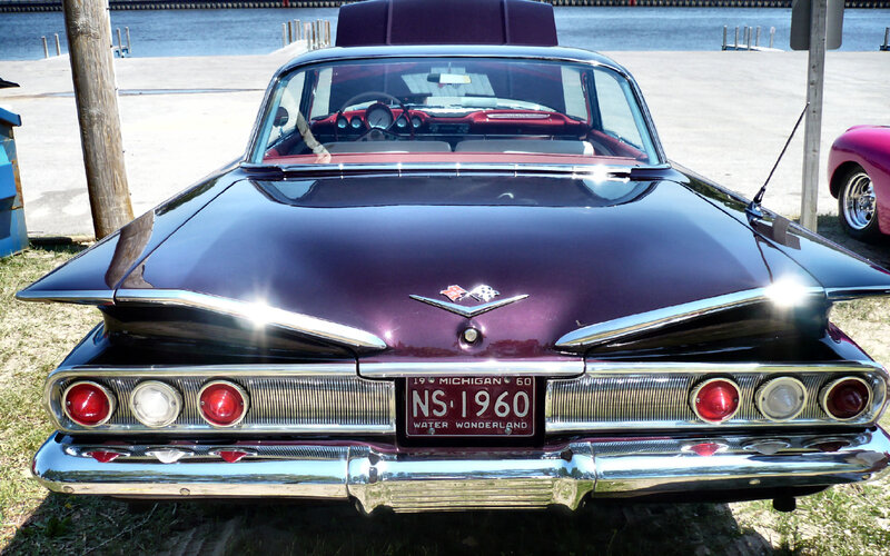 Purple Classic Car — Calm, Afternoon, Photograph, License Plate