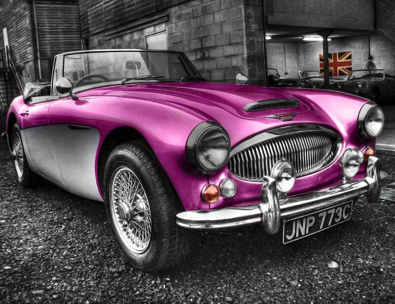 Purple Classic Car — Dramatic, Photograph