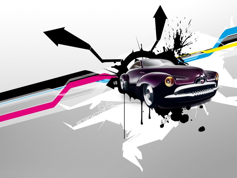 Purple Classic Car — Dynamic, Digital Art