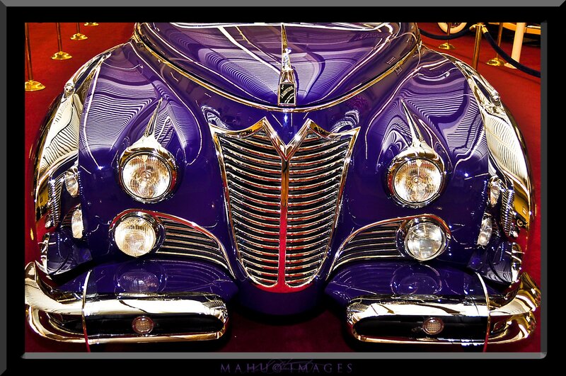 Purple classic car front view