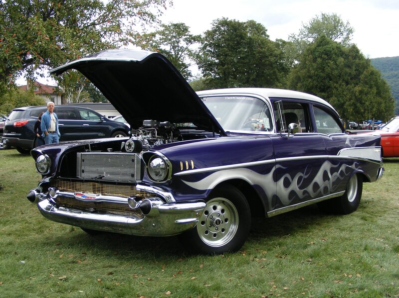 Purple Classic Car — Outdoor, Afternoon, Photograph, Man